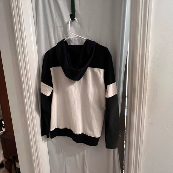 J crew blue white color block full zip hooded terry jacket size lg - Picture 4 of 5